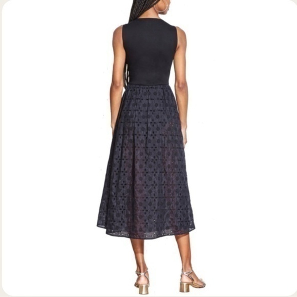 Fleur Du Mal Broderie Anglaise Bodysuit Midi Dress Black Size 0 - Picture 13 of 13